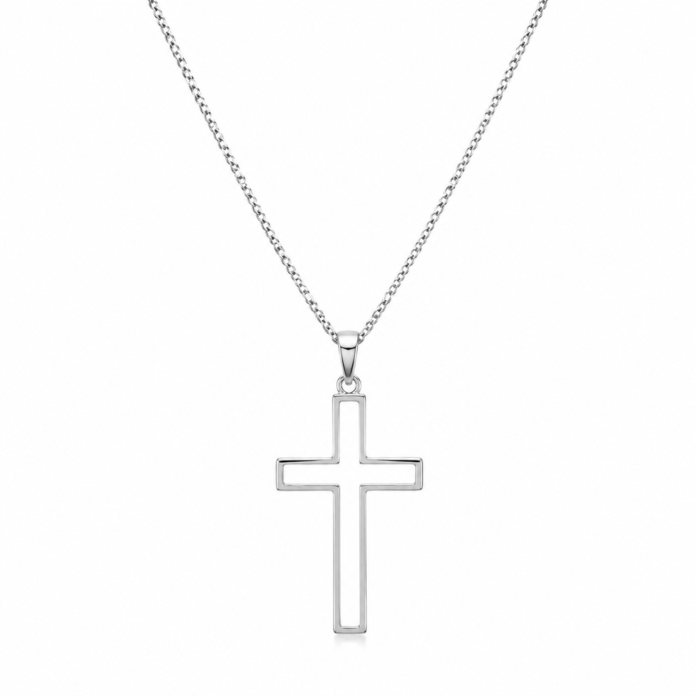 Men's silver-tone wire cross necklace