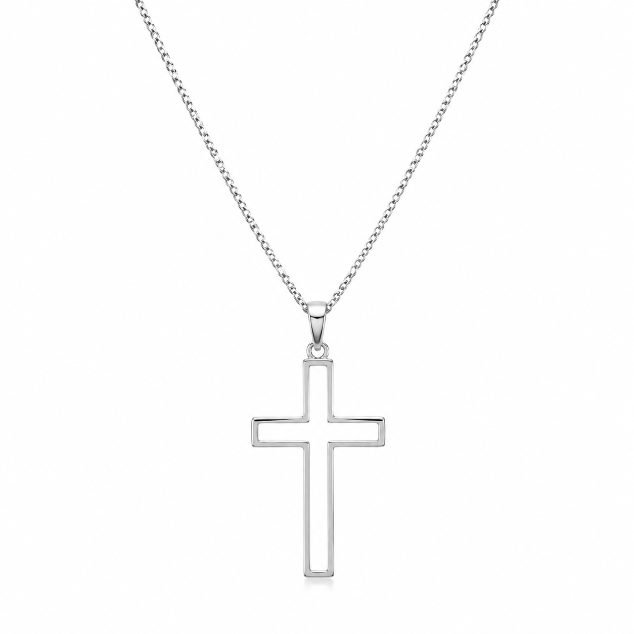 Men's silver-tone wire cross necklace
