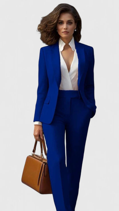 Women’s Two-Piece Suit Set – Single-Button Blazer with Straight Trousers
