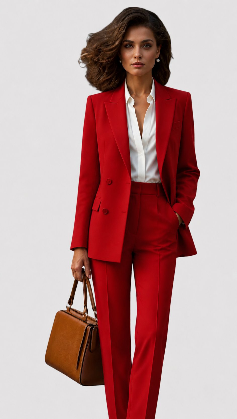 Women’s Two-Piece Suit Set – Single-Button Blazer with Straight Trousers