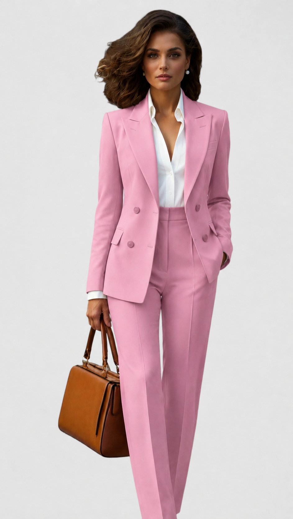 Women’s Two-Piece Suit Set – Single-Button Blazer with Straight Trousers