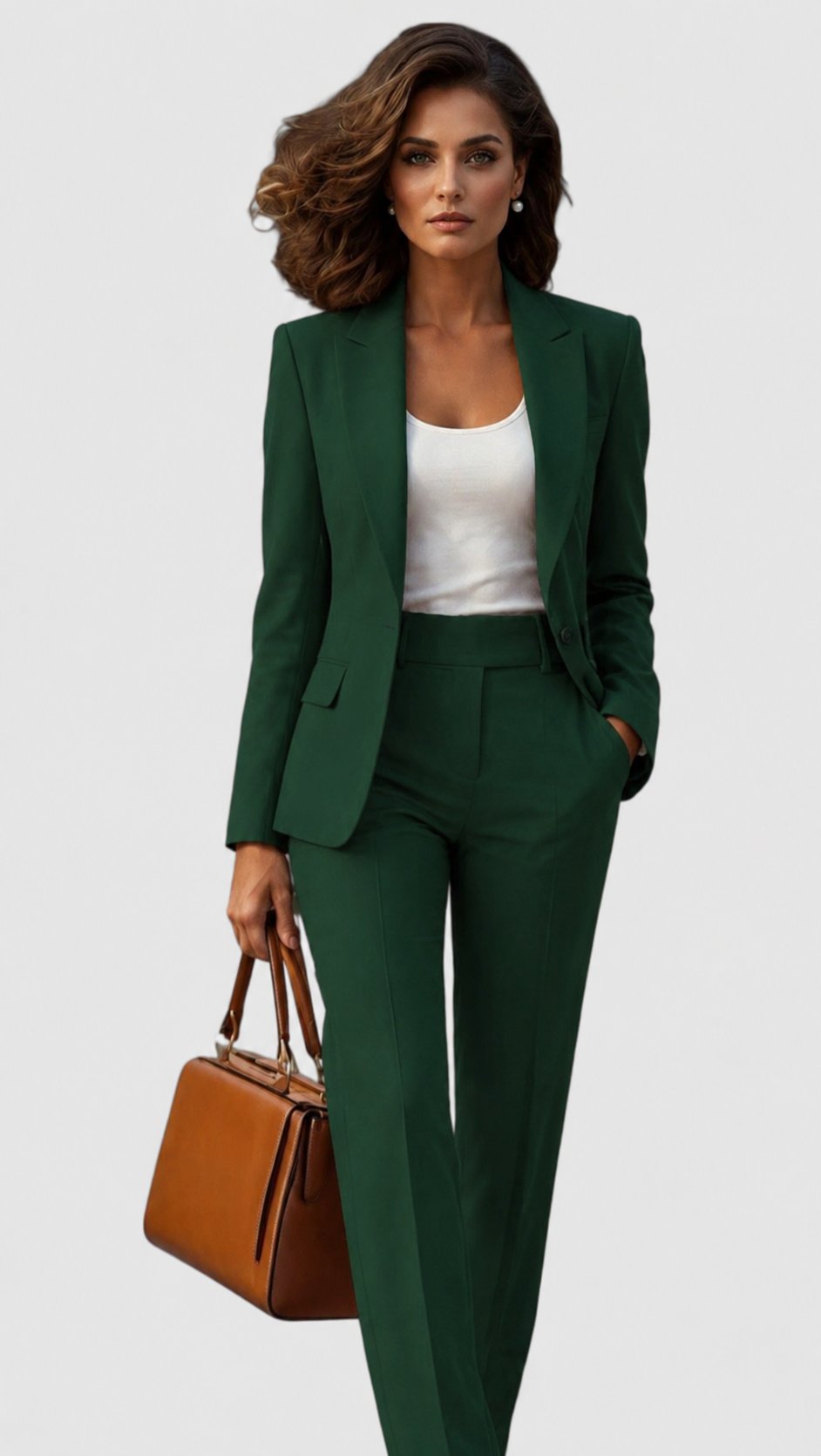 Women’s Two-Piece Suit Set – Single-Button Blazer with Straight Trousers