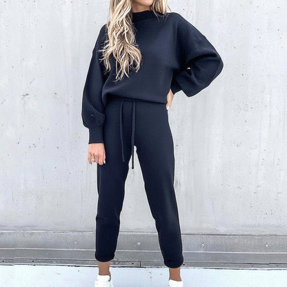 Women’s Mock-Neck Sweatshirt and Jogger Set – Relaxed Loungewear for Cooler Days