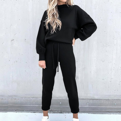 Women’s Mock-Neck Sweatshirt and Jogger Set – Relaxed Loungewear for Cooler Days